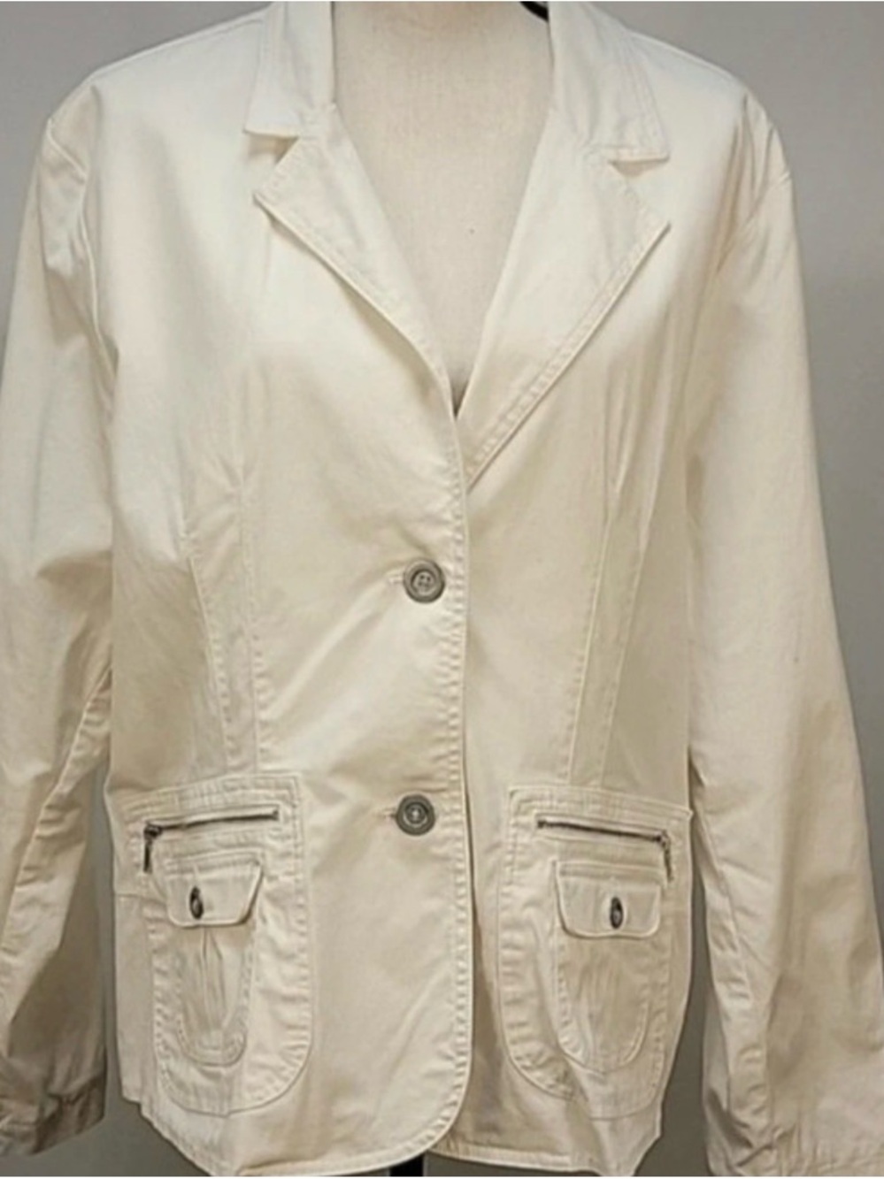 Women's white Casual Blazer Jacket - Lightweight Button Front